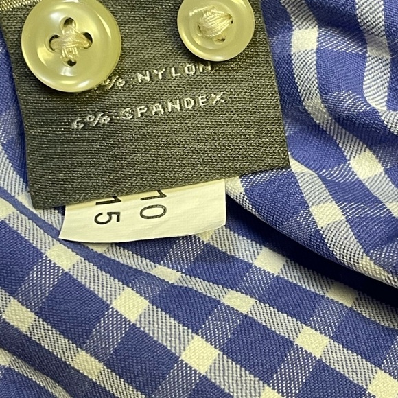 Peter Millar Summer Comfort Mens XL Blue White Plaid Gingham Button Long Sleeve - Picture 2 of 9